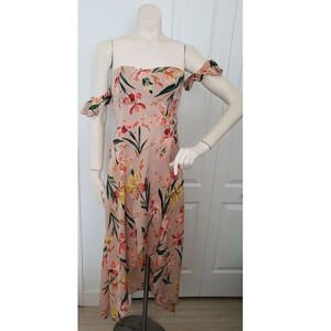 Boho Summer  Floral maxi dress with slit in the front Medium